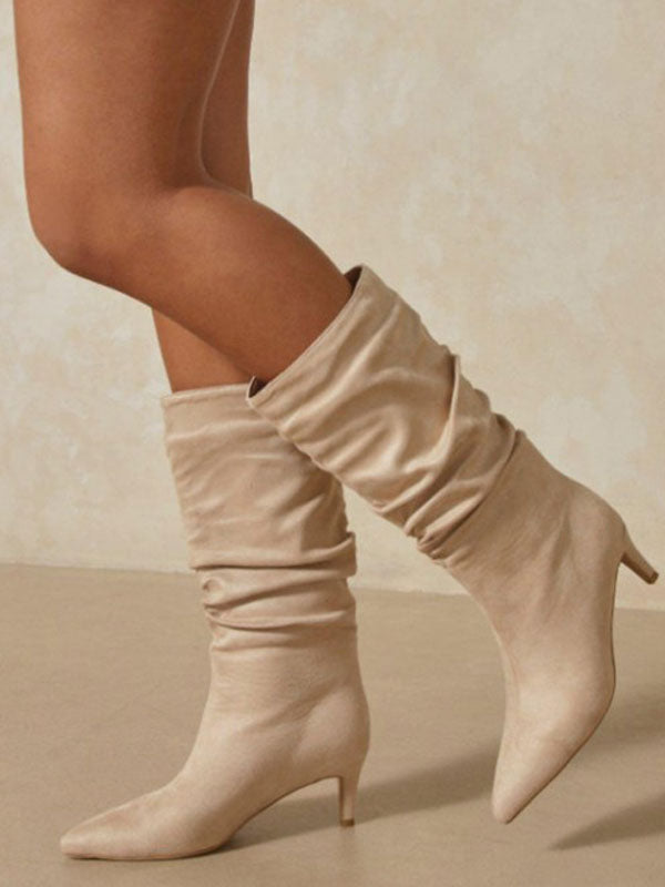 Apricot Kitten Heel Mid-Calf Boots — view 2