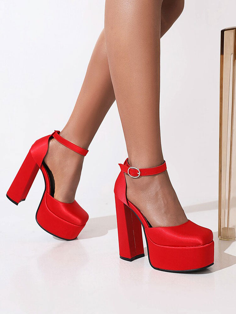 lilac ankle strap platform satin heels — view 3