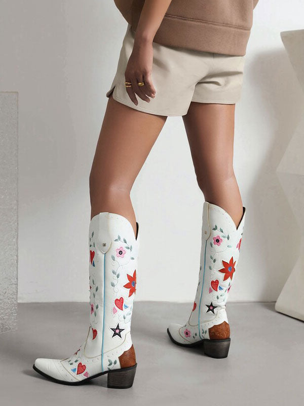 Black Pointed-Toe Block Heel Mid-Calf Boots — view 4