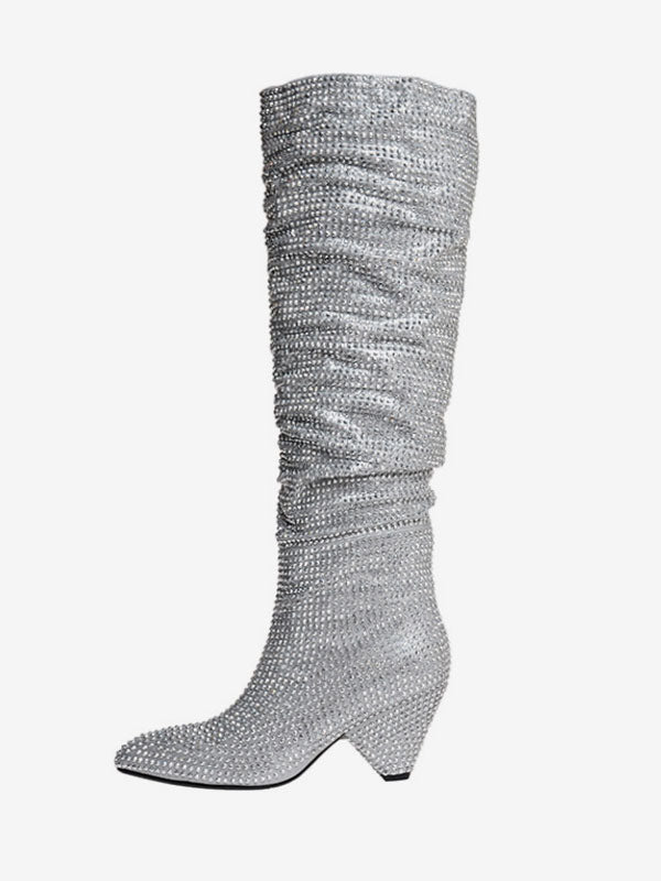 Black Embellished Knee-High Boots — view 3