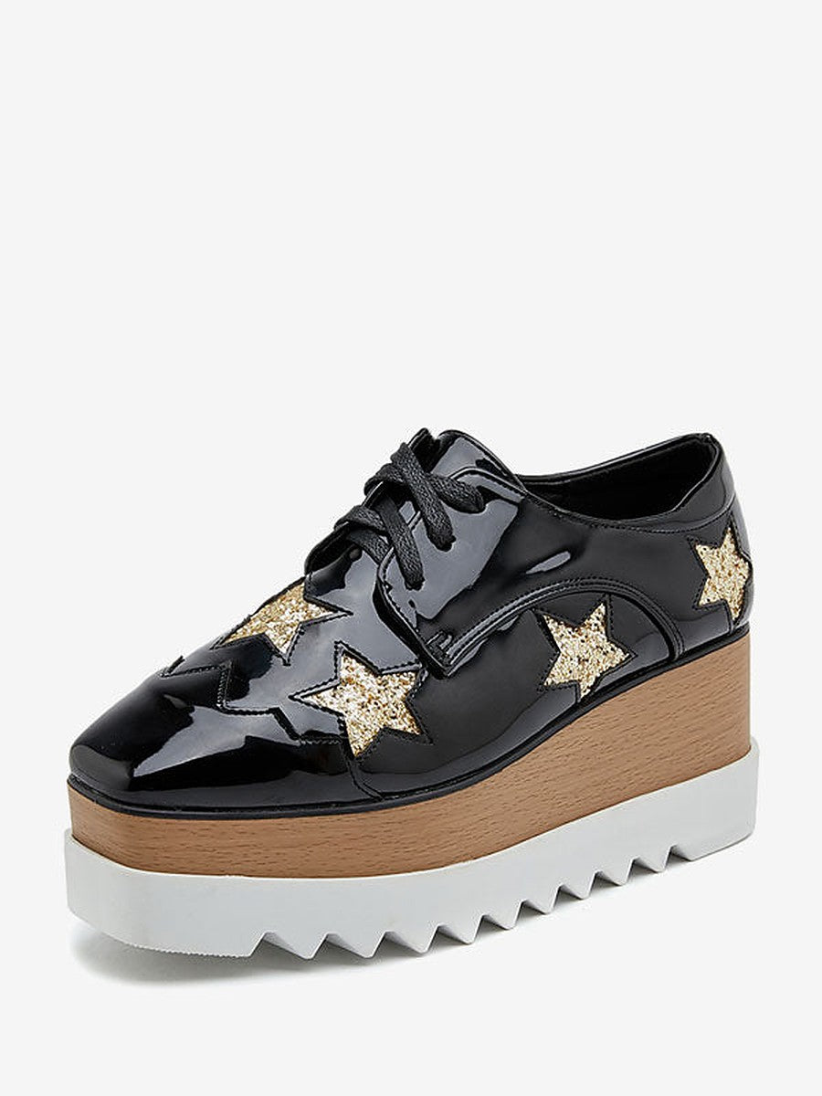 Black Square-Toe Platform Loafers — view 1