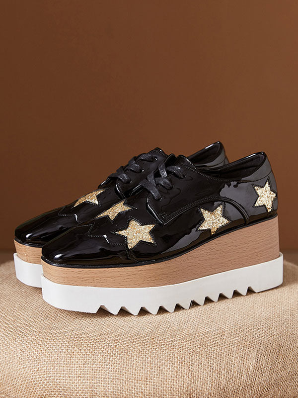 Black Square-Toe Platform Loafers — view 2