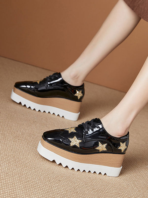 Black Square-Toe Platform Loafers — view 3