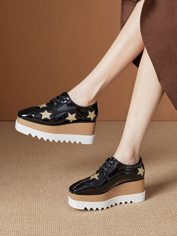 Black Square-Toe Platform Loafers — view 4