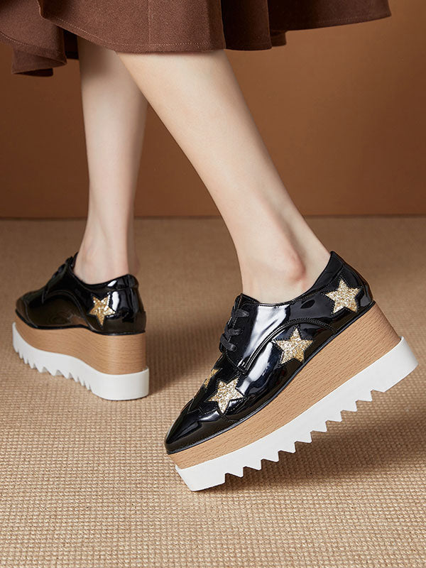 Black Square-Toe Platform Loafers — view 5