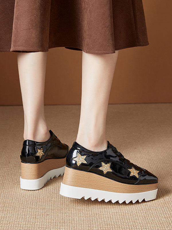 Black Square-Toe Platform Loafers — view 6