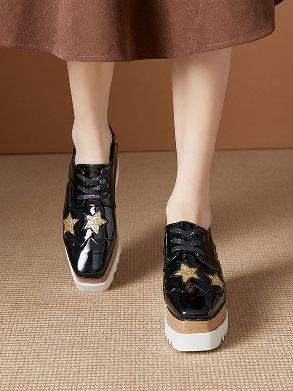 Black Square-Toe Platform Loafers — view 7