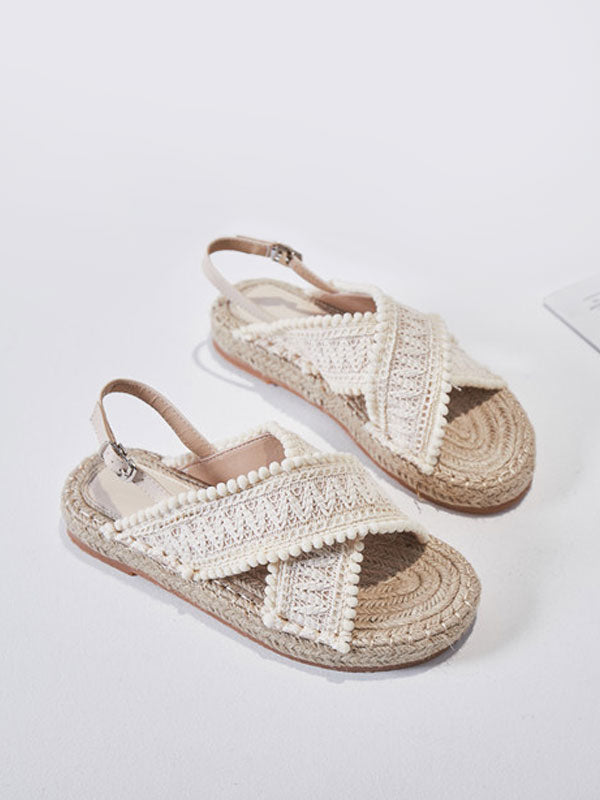 Apricot Round-Toe Lace-Up Sandals — view 3