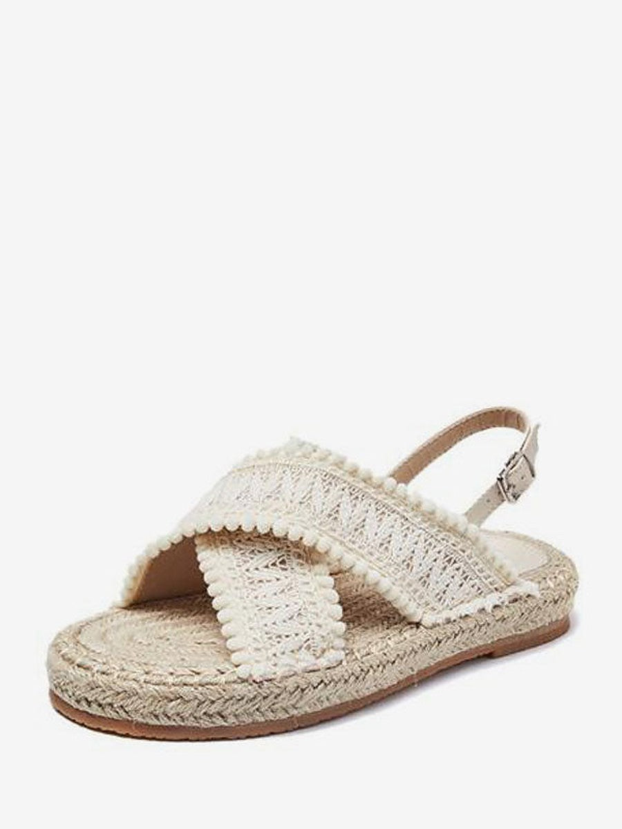 Apricot Round-Toe Lace-Up Sandals — view 1