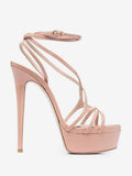 blush pink open toe platform strappy sandals — view 5
