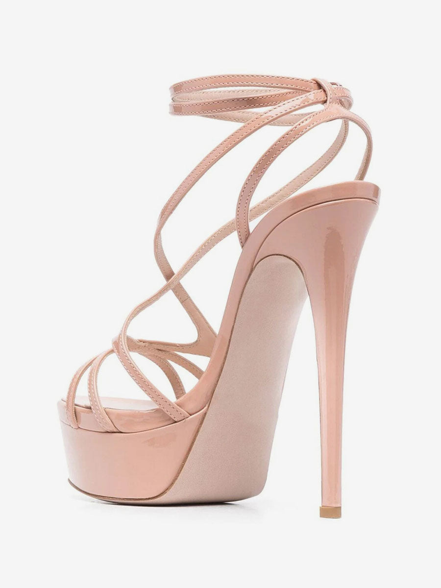 blush pink open toe platform strappy sandals — view 7