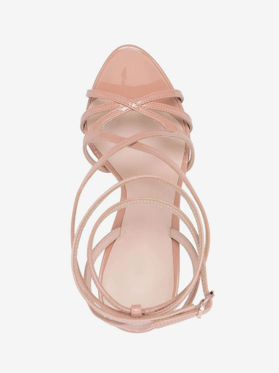 blush pink open toe platform strappy sandals — view 8