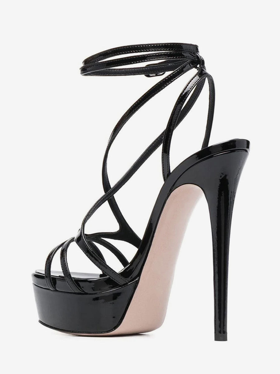 blush pink open toe platform strappy sandals — view 3