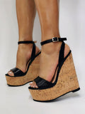 Black Curve Wedge Sandals — view 4