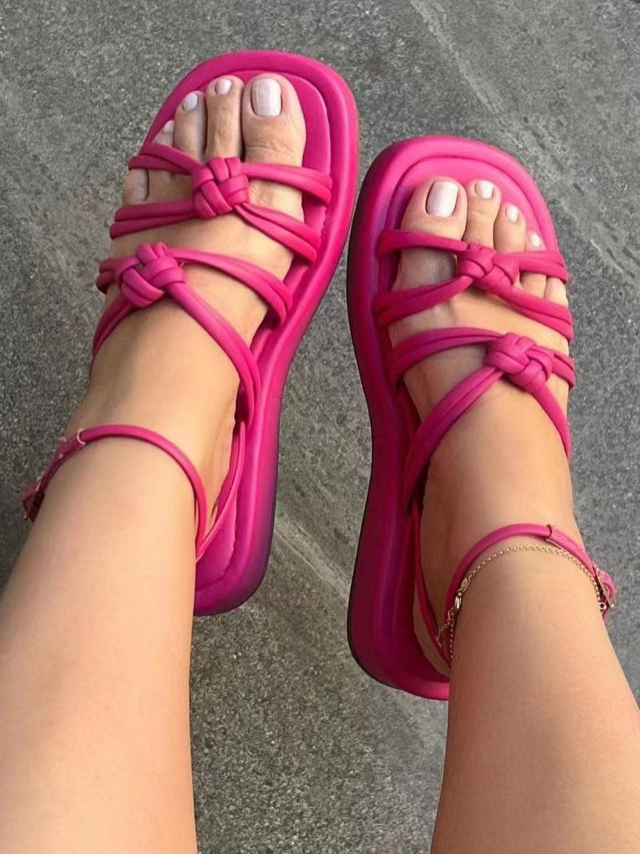 apricot leather sandals — view 2