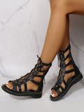 Black Open-Toe Gladiator Sandals — view 1
