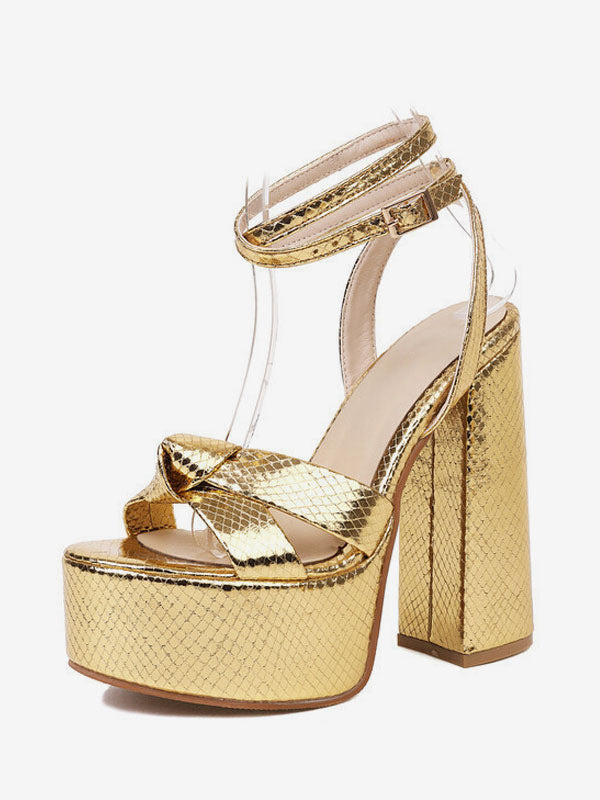 gold open toe ankle strap platform sandals — view 7