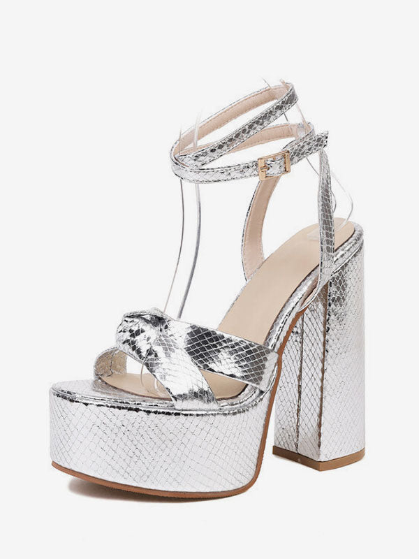 gold open toe ankle strap platform sandals — view 6