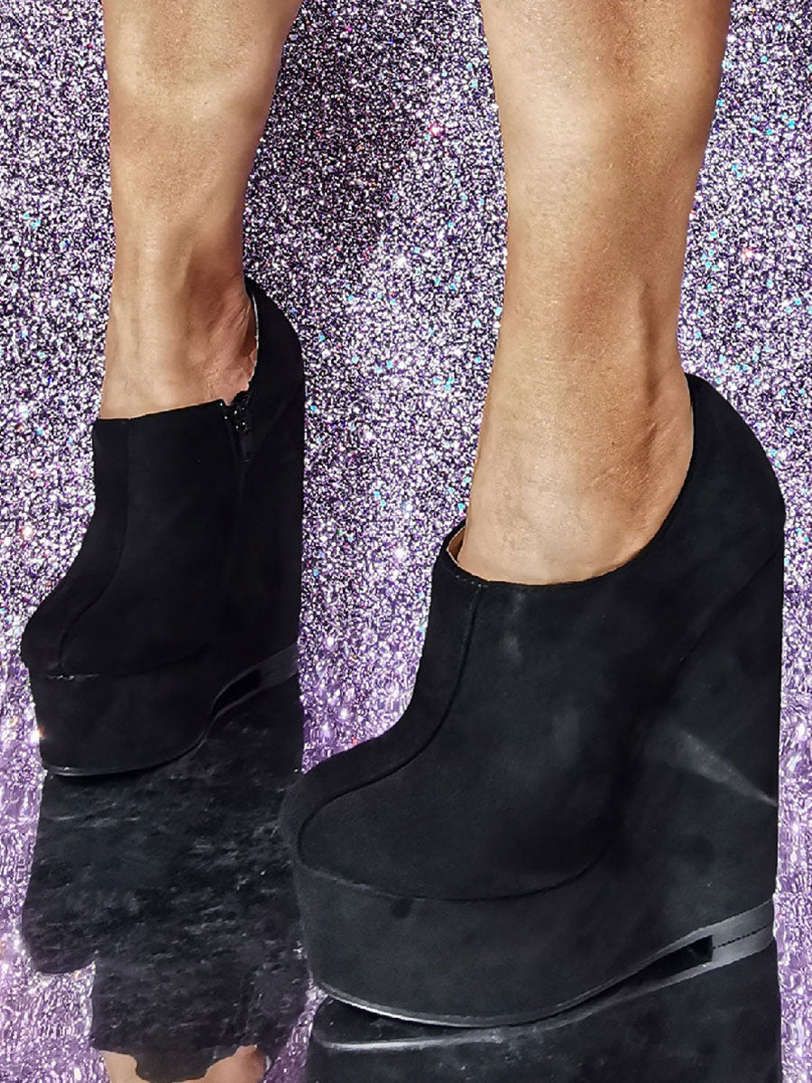 black wedge ankle boots — view 5