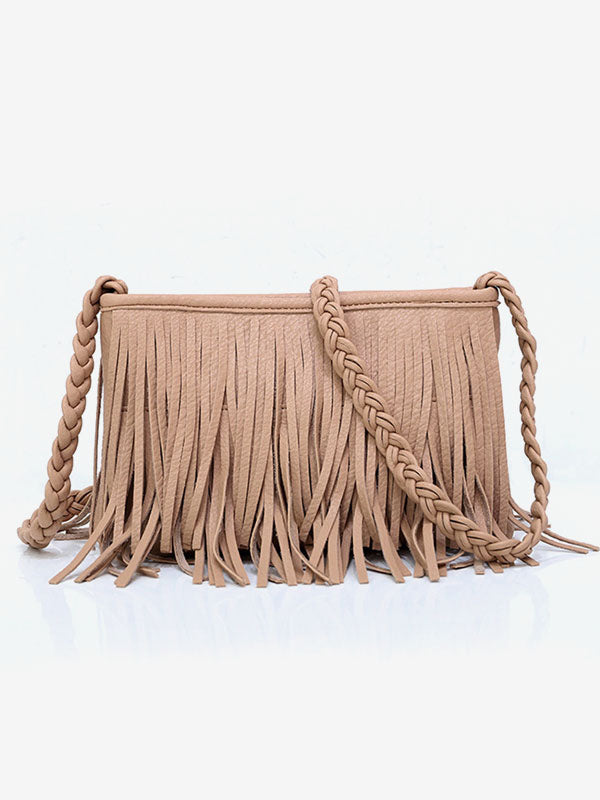 brown fringe handbag — view 6