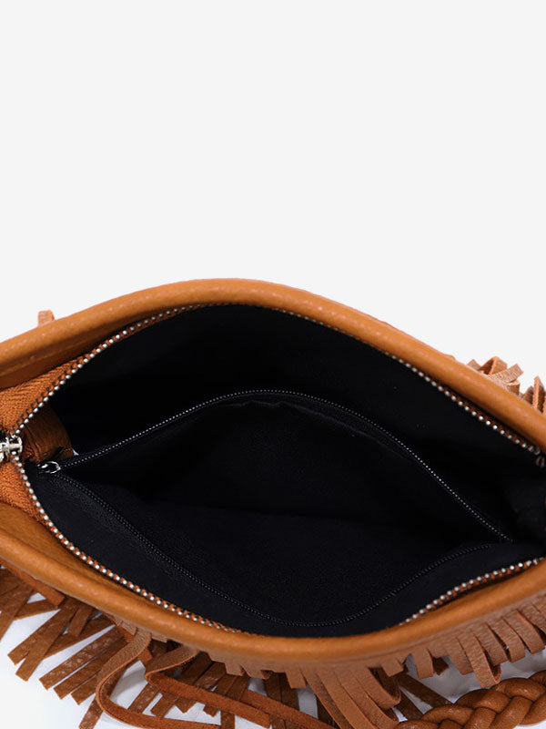 brown fringe handbag — view 2