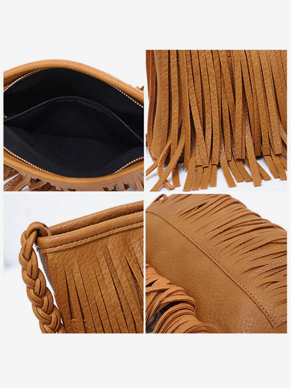 brown fringe handbag — view 3