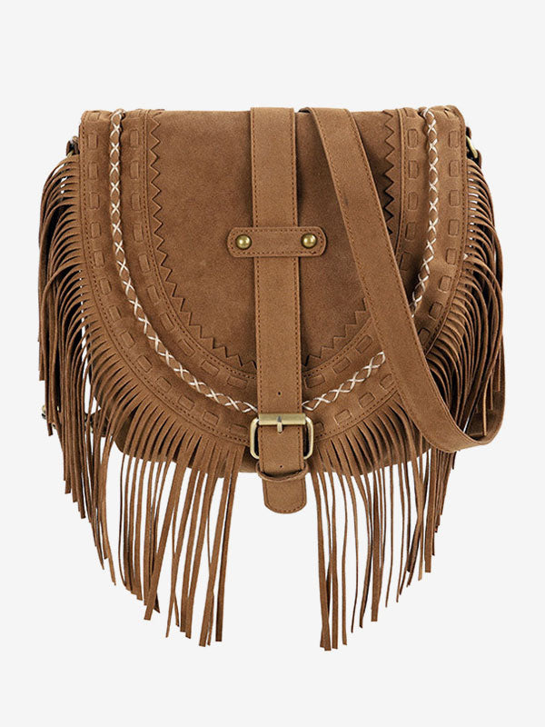 khaki suede effect handbag — view 1