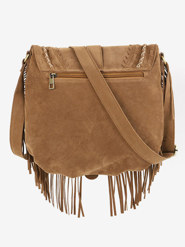 khaki suede effect handbag — view 2