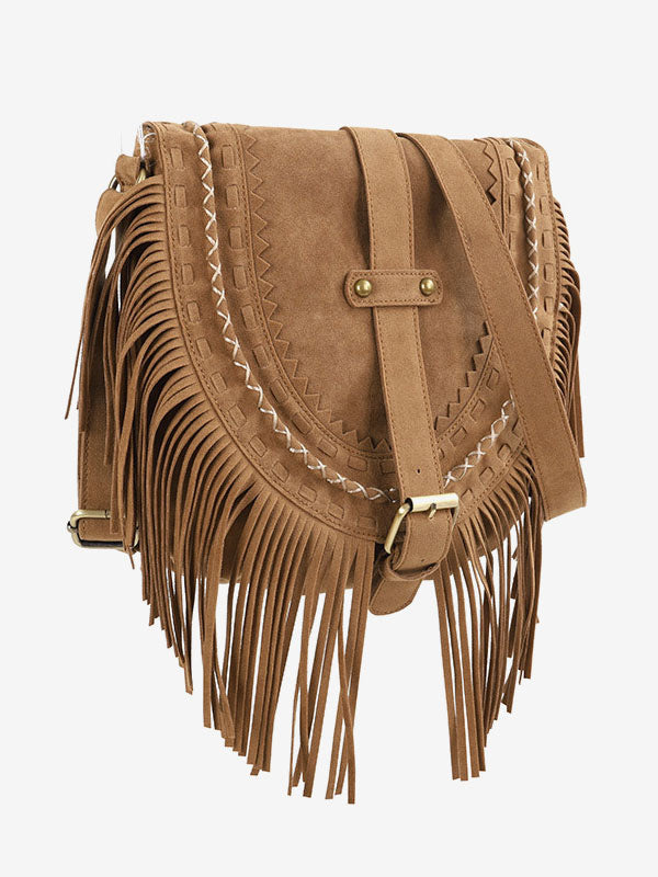 khaki suede effect handbag — view 3