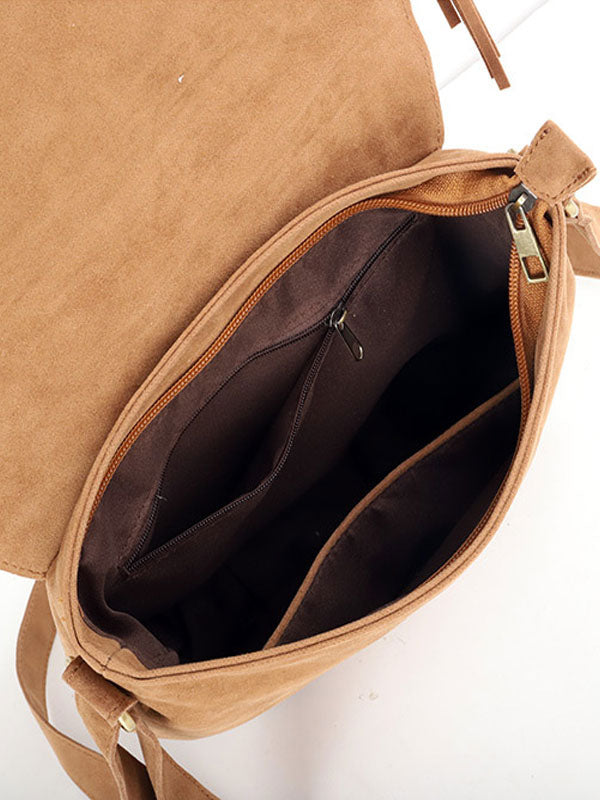 khaki suede effect handbag — view 4