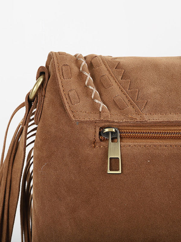 khaki suede effect handbag — view 6
