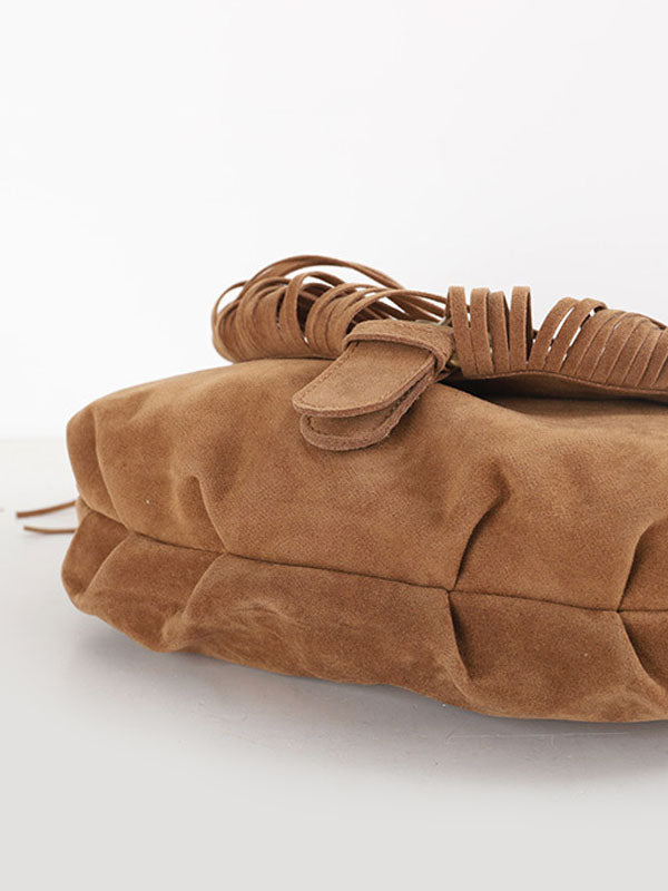 khaki suede effect handbag — view 8