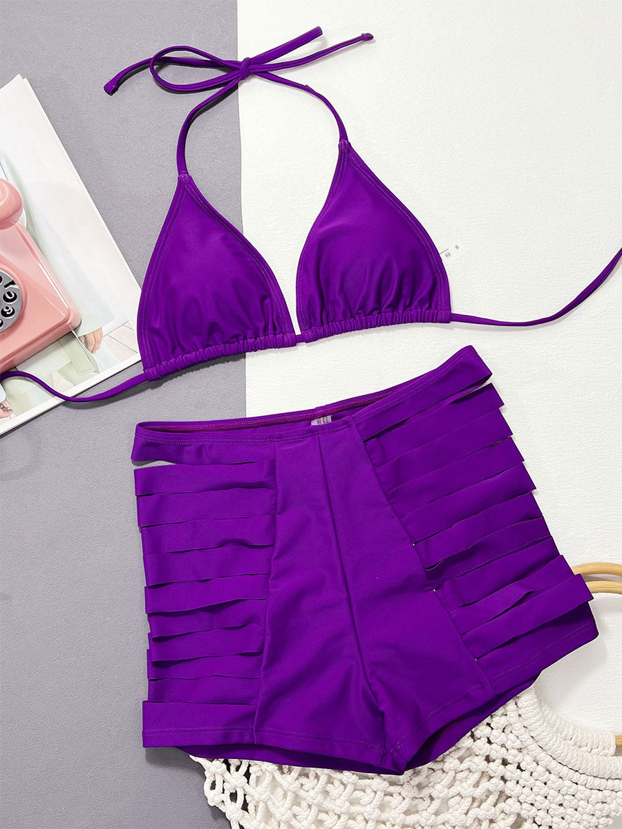 purple high waisted swimsuit — view 4