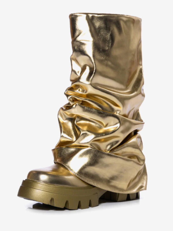 Gold Round-Toe Ankle Boots — view 5