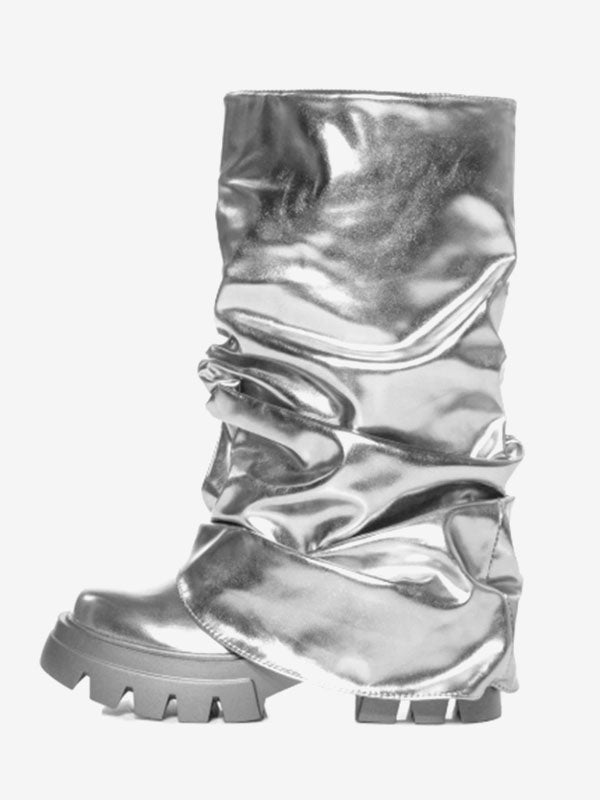 Gold Round-Toe Ankle Boots — view 2
