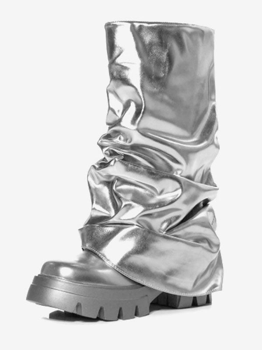 Gold Round-Toe Ankle Boots — view 1