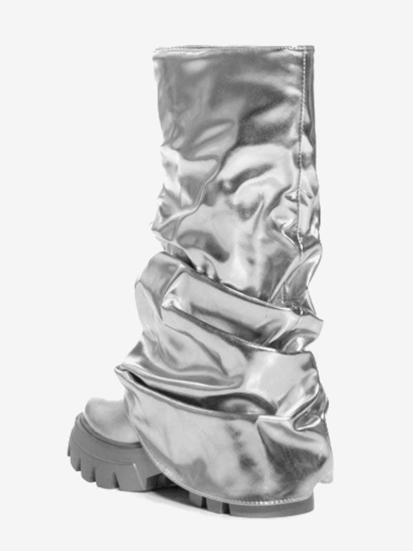 Gold Round-Toe Ankle Boots — view 3