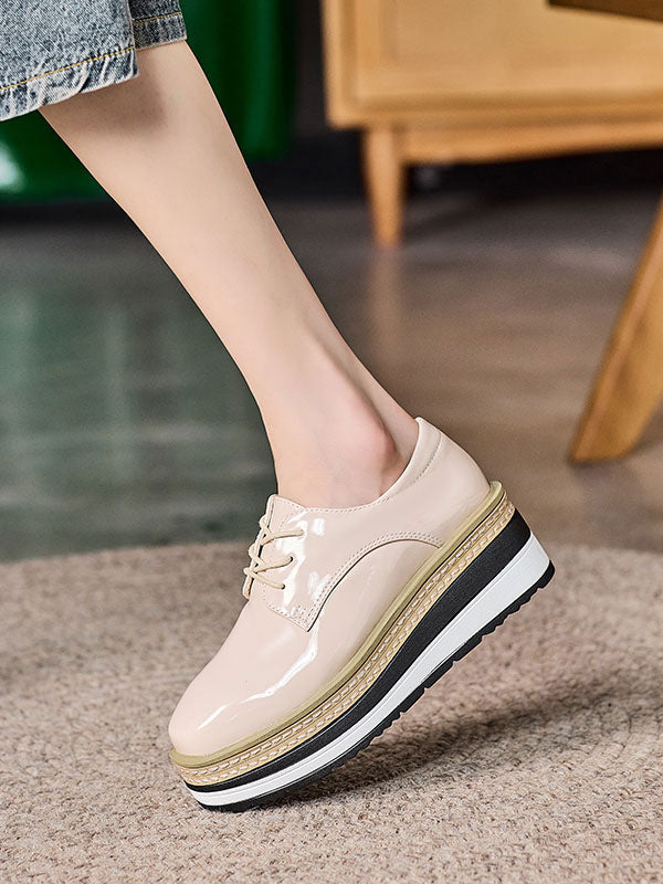 Apricot Round-Toe Wedge Heels — view 5