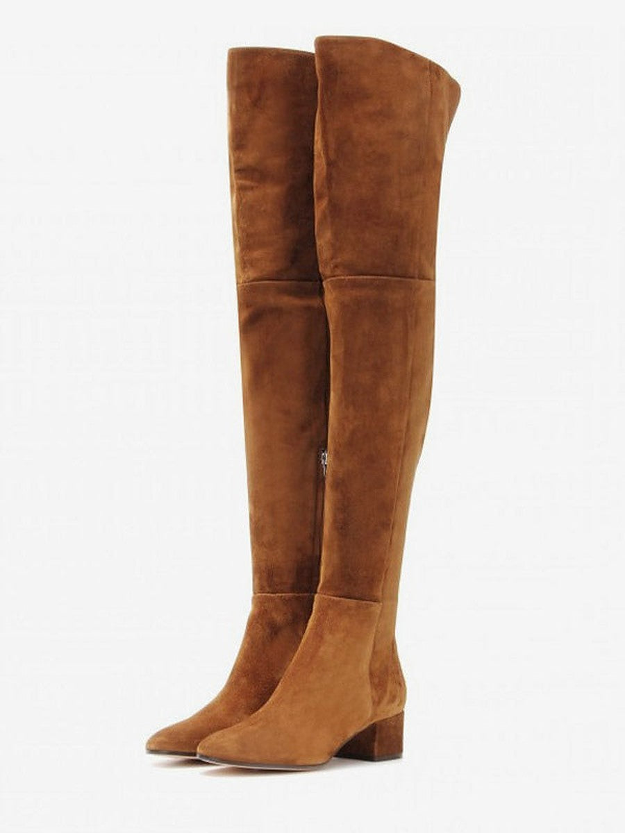 Apricot Block Heel Suede-Effect Over-The-Knee Boots — view 1