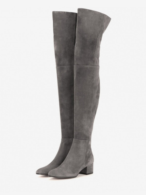 apricot block heel suede effect over the knee boots — view 2