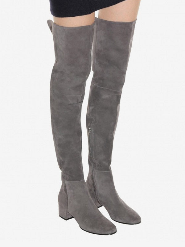 apricot block heel suede effect over the knee boots — view 4