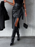 Black High-Waisted Bow Detail Skirt — view 1