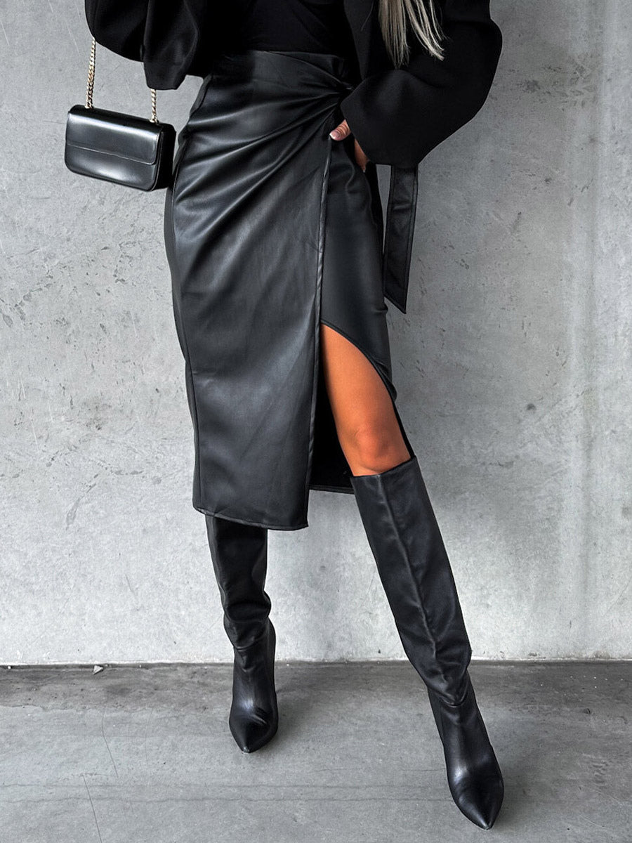 Black High-Waisted Bow Detail Skirt — view 5