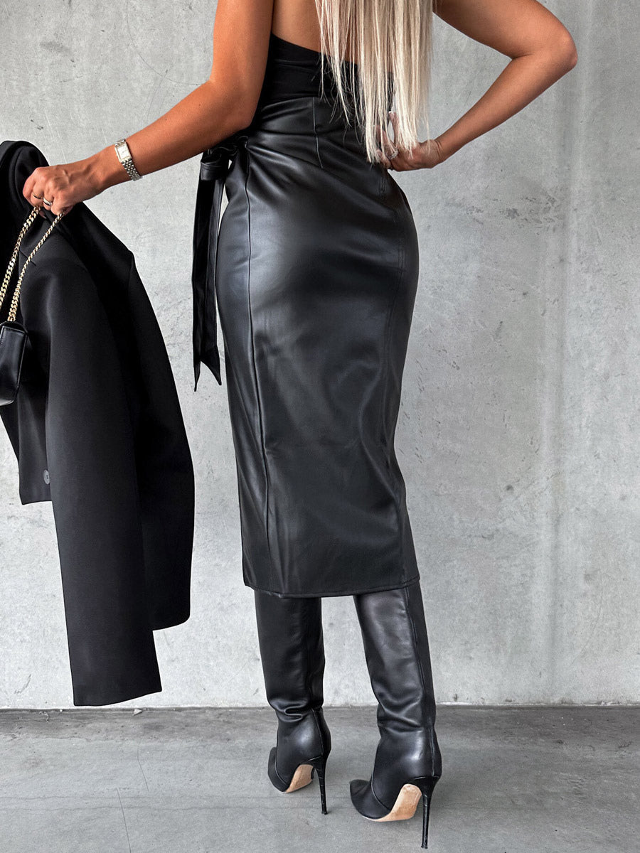 Black High-Waisted Bow Detail Skirt — view 2
