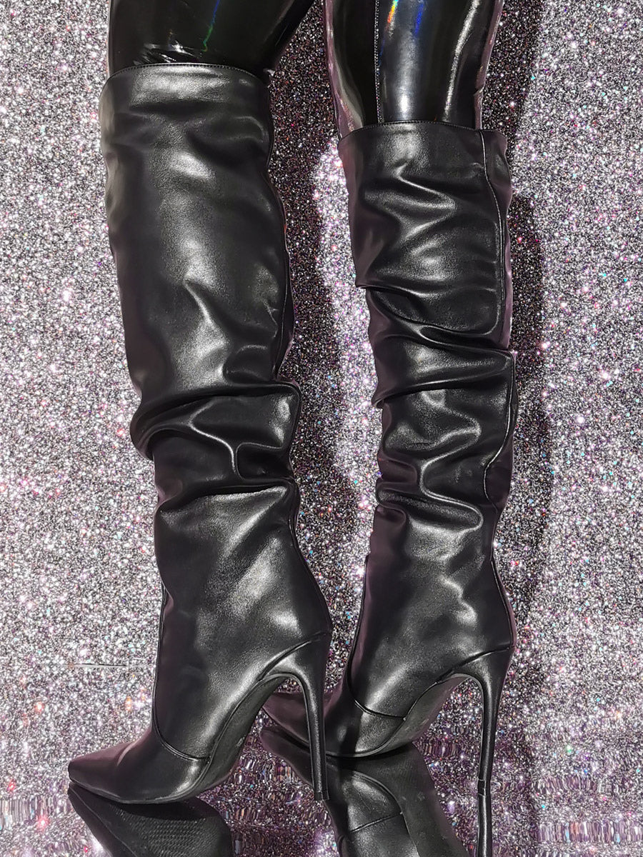black knee high knee high boots — view 5