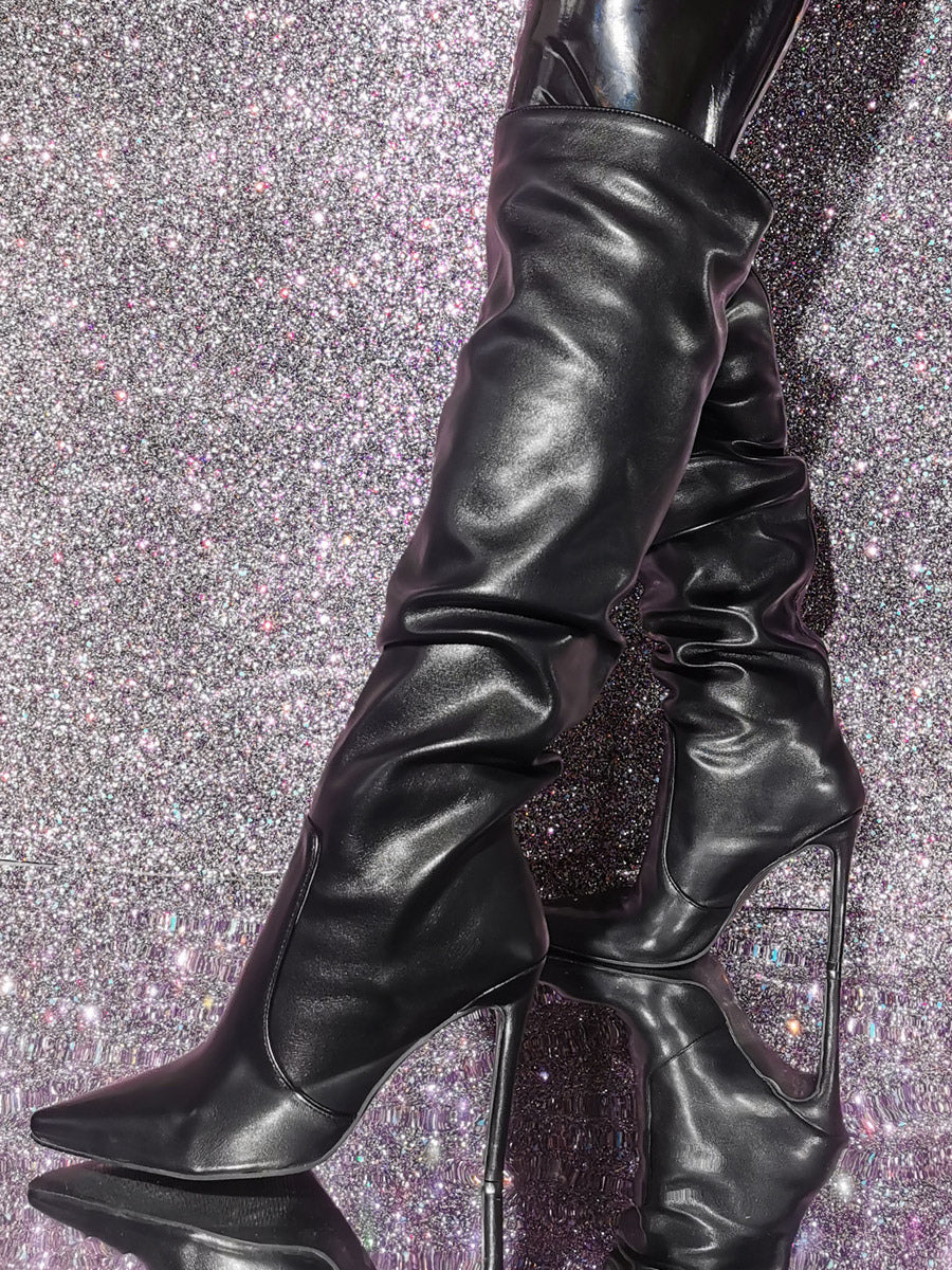 black knee high knee high boots — view 2