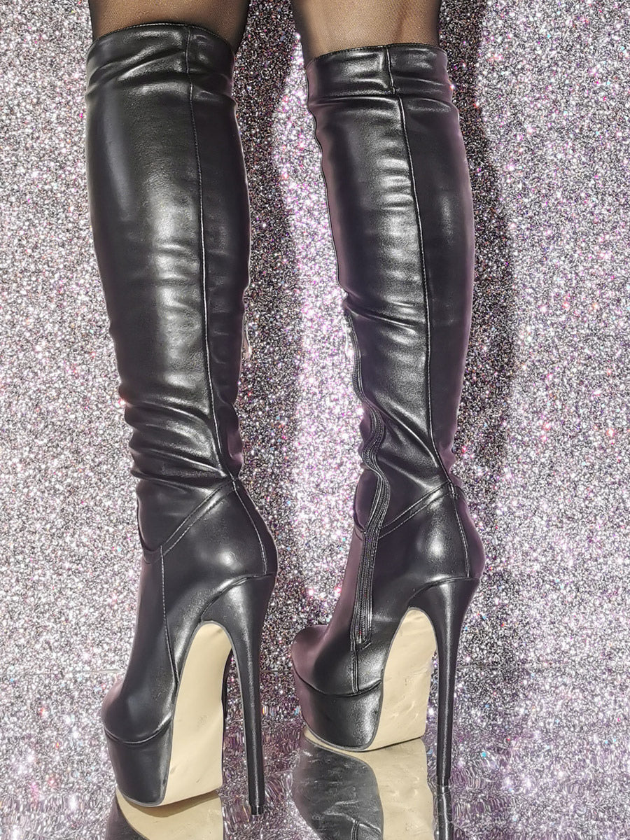 Black Platform Knee-High Boots — view 4
