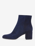 Navy Round-Toe Block Heel Suede-Effect Ankle Boots — view 8