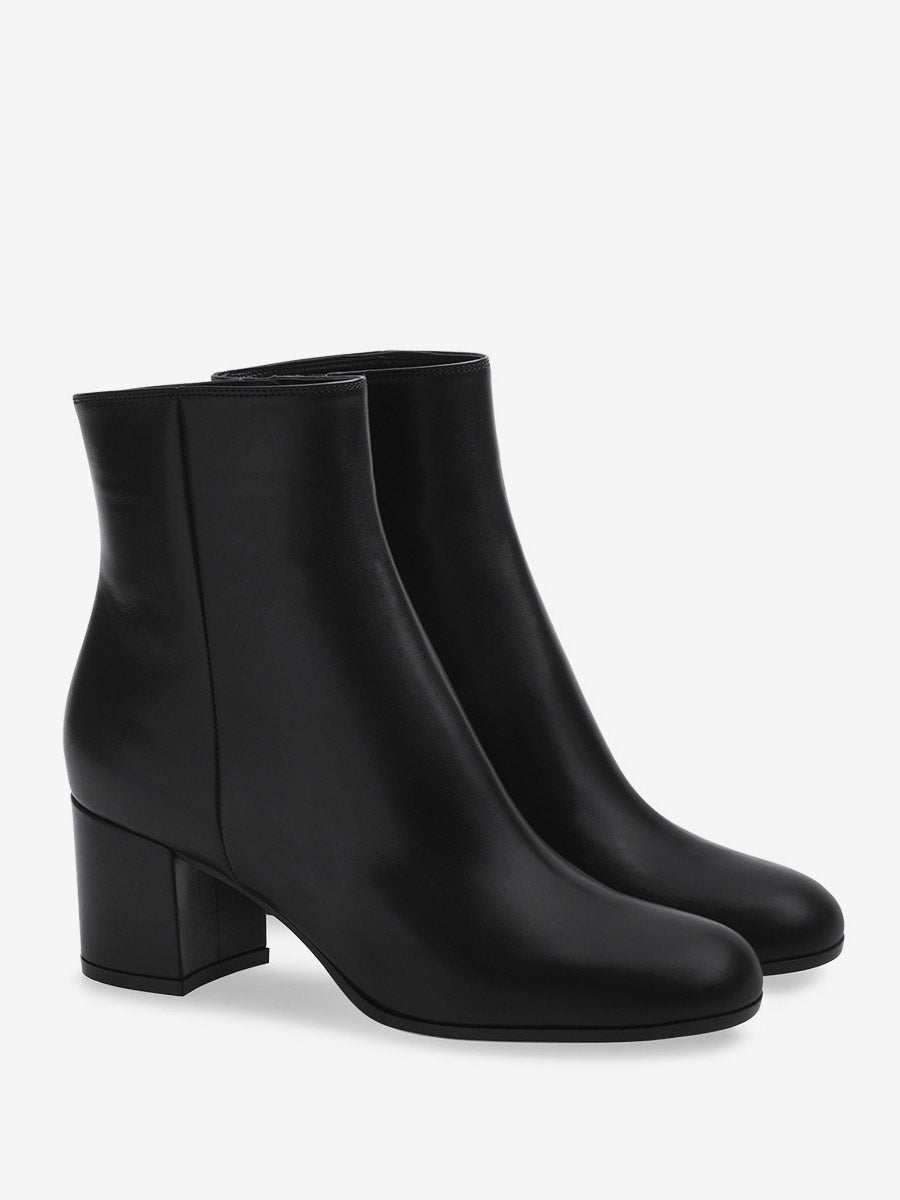 Navy Round-Toe Block Heel Suede-Effect Ankle Boots — view 5
