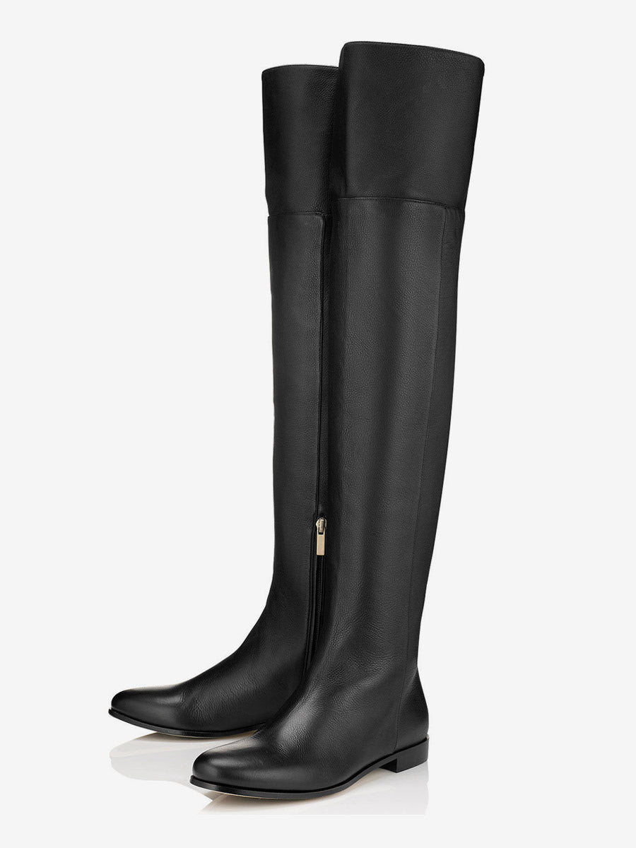 Brown Round-Toe Over-The-Knee Boots — view 1